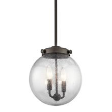 Holbrook 10" Wide 2 Light Mini Pendant with Round Seedy Glass Shade