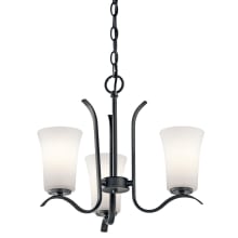 Armida 3 Light 18" Wide LED Mini Chandelier with Satin Etched White Shades