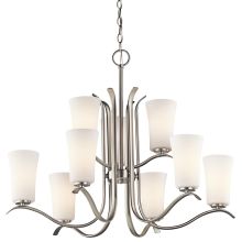 Armida 9 Light 33" Wide Chandelier with Satin Etched White Shades
