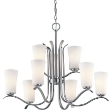 Armida 9 Light 33" Wide LED Chandelier with Satin Etched White Shades