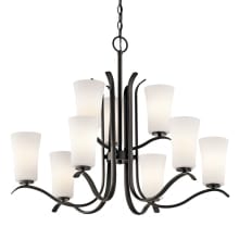 Armida 9 Light 33" Wide LED Chandelier with Satin Etched White Shades