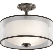 Tallie 2 Light 14" Wide Semi-Flush Ceiling Fixture with Organza Shade and Diffuser