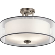 Tallie 3 Light 18" Wide Semi-Flush Ceiling Fixture with Organza Shade and Diffuser