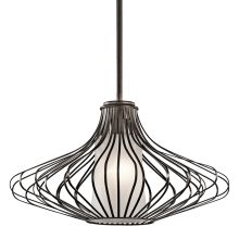 18" Wide Single Light Indoor Pendant with Cylindrical Glass Shade
