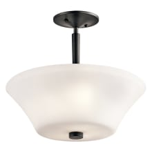 Aubrey 3 Light 15" Wide LED Semi-Flush Bowl Ceiling Fixture with a Satin Etched Painted Shade