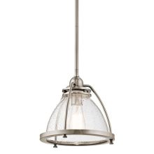 Silberne 1 Light 10" Wide Pendant with Seedy Glass Shade