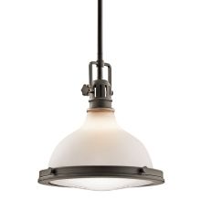 Hatteras Bay 12" Wide Single Light Pendant with Etched Glass Shade