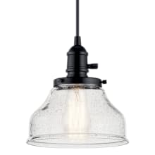 Avery Single Light 8" Wide Mini Pendant with Clear Seeded Glass Bell Shade