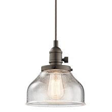 Avery Single Light 8" Wide Mini Pendant with Clear Seeded Glass Bell Shade