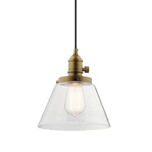 Avery Single Light 8" Wide Mini Pendant with Tapered Clear Seedy Glass Shade
