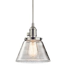 Avery Single Light 8" Wide Mini Pendant with Tapered Clear Seedy Glass Shade