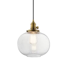 Avery Single Light 10" Wide Mini Pendant with Paddle Switch and Clear Seedy Glass Shade