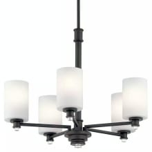 Joelson 5 Light 24" Wide LED Chandelier with Satin Etched Cased Opal Shades