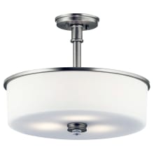 Joelson 3 Light 18" Wide LED Semi-Flush Drum Ceiling Fixture / Pendant with a Satin Etched Painted Shade