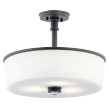 Joelson 3 Light 18" Wide LED Semi-Flush Drum Ceiling Fixture / Pendant with a Satin Etched Painted Shade