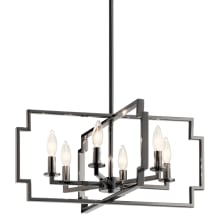 Downtown Deco 6 Light 22" Wide Taper Candle Chandelier