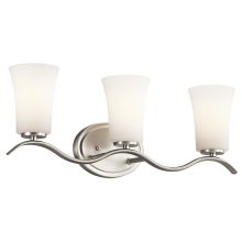 Armida 3 Light 23" Wide Vanity Light Bathroom Fixture with Etched Glass Shades