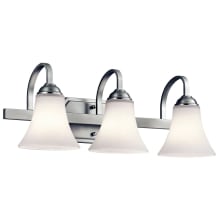 Keiran 3 Light 22" Wide LED Bathroom Vanity Light with Satin Etched White Shades