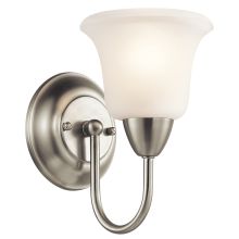 1 Light Up Lighting Wall Sconce with Satin Etched Glass Bell Shade from the Nicholson Collection