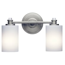 Joelson 2 Light 14" Wide LED Bathroom Vanity Light with Satin Etched Cased Opal Shades