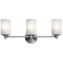 Joelson 3 Light 24" Wide LED Bathroom Vanity Light with Satin Etched Cased Opal Shades