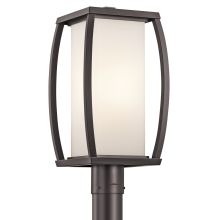 1 Light Up / Down Lighting 18.5" Outdoor Post Lamp with Rectangular Cased Opal Shade from the Bowen Collection