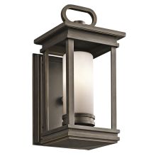 South Hope Single Light 12" Tall Outdoor Wall Sconce with Cylindrical Etched Glass Shade