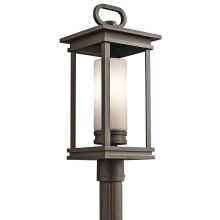South Hope Single Light 22" Wide Outdoor Post Light with Cylindrical Etched Glass Shade