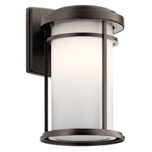 Toman Single Light 14" Tall LED Outdoor Wall Sconce with a Satin Etched Shade