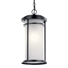 Toman Single Light 10" Wide LED Outdoor Pendant with a Satin Etched Shade