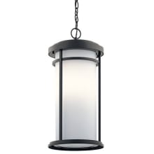 Toman Single Light 10" Wide LED Outdoor Pendant with a Satin Etched Shade