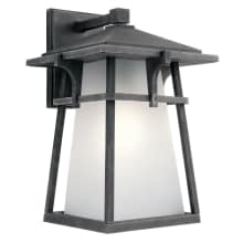 Beckett Single Light 15" Tall LED Outdoor Wall Sconce with an Etched Seeded Shade