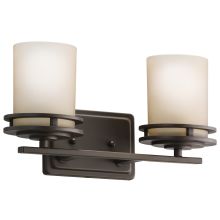 Hendrik 2 Light 15" Wide Vanity Light Bathroom Fixture with Satin Etched Glass Shades