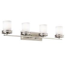 Hendrik 4 Light 34" Wide Vanity Light Bathroom Fixture with Satin Etched Glass Shades