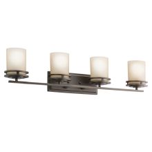 Hendrik 4 Light 34" Wide Vanity Light Bathroom Fixture with Satin Etched Glass Shades