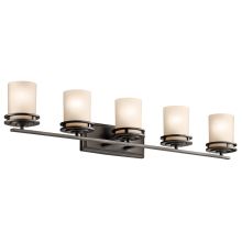 Hendrik 5 Light 43" Wide Vanity Light Bathroom Fixture with Satin Etched Glass Shades