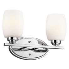 Eileen 2 Light 14" Wide LED Bathroom Vanity Light with Satin Etched Cased Opal Shades