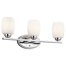 Eileen 3 Light 24" Wide Bathroom Vanity Light with Etched Glass Shades