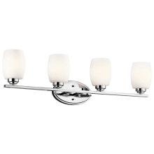 Eileen 4 Light 34" Wide LED Bathroom Vanity Light with Satin Etched Cased Opal Shades