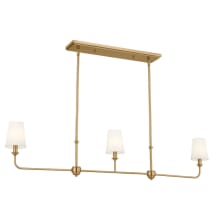 Pallas 3 Light 48" Wide Linear Chandelier with Linen Shades