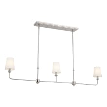 Pallas 3 Light 48" Wide Linear Chandelier with Linen Shades