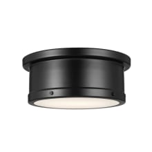 Serca 2 Light 14" Wide Flush Mount Drum Ceiling Fixture with Frosted Glass Shade