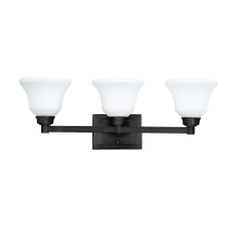 Langford 3 Light 26" Wide LED Bathroom Vanity Light with Satin Etched White Shades