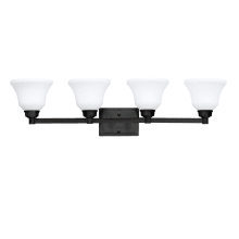 Langford 4 Light 35" Wide LED Bathroom Vanity Light with Satin Etched White Shades