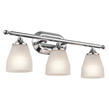 Ansonia 3 Light 23" Wide Vanity Light Bathroom Fixture with Etched Glass Shades