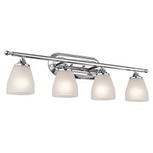 Ansonia 4 Light 31" Wide Vanity Light Bathroom Fixture with Etched Glass Shades