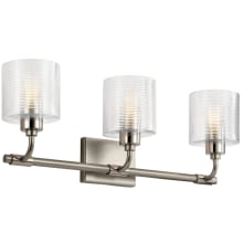 Harvan 25" Wide 3 Light Vanity Light with Ribbed Glass Shades