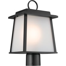 Noward 15" Tall Post Light with Satin Etched Glass Shade