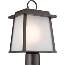 Noward 15" Tall Post Light with Satin Etched Glass Shade