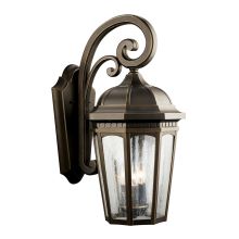 Courtyard 3 Light 22" Wide Outdoor Wall Sconce with Seedy Glass Panels